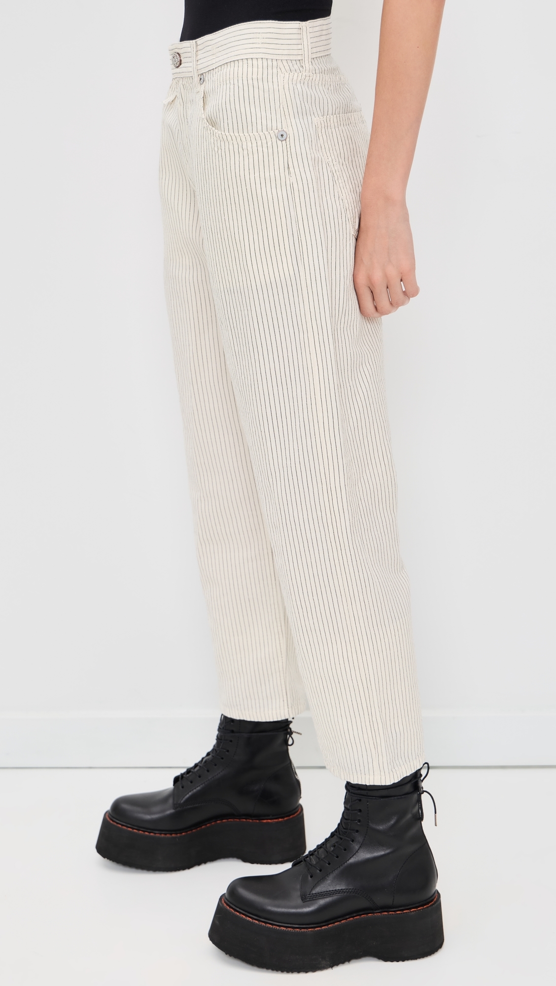 X-BF 5-Pocket Pants White With Black Mini Stripe