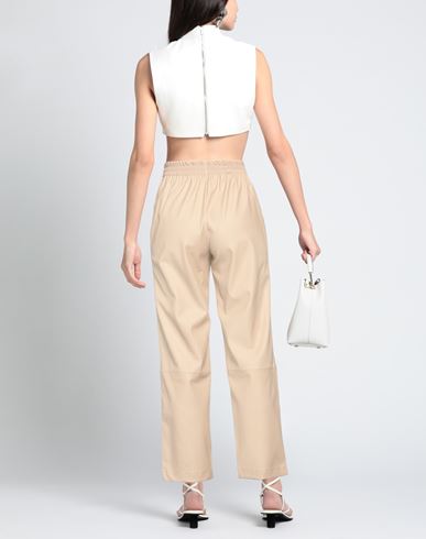 Woman Pants Beige Size 12 Polyester, Polyurethane