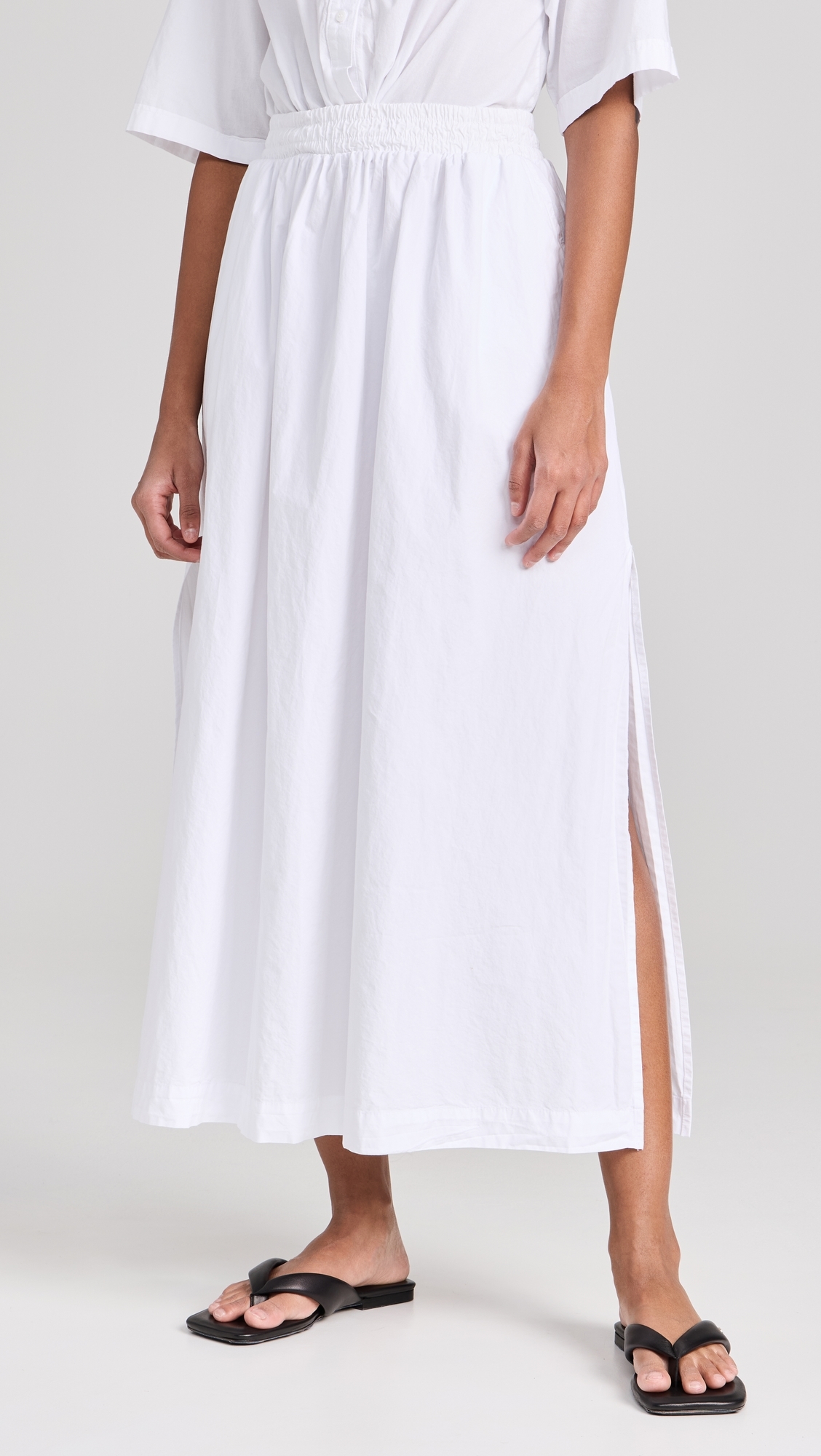 Fine Poplin Double Maxi Skirt White