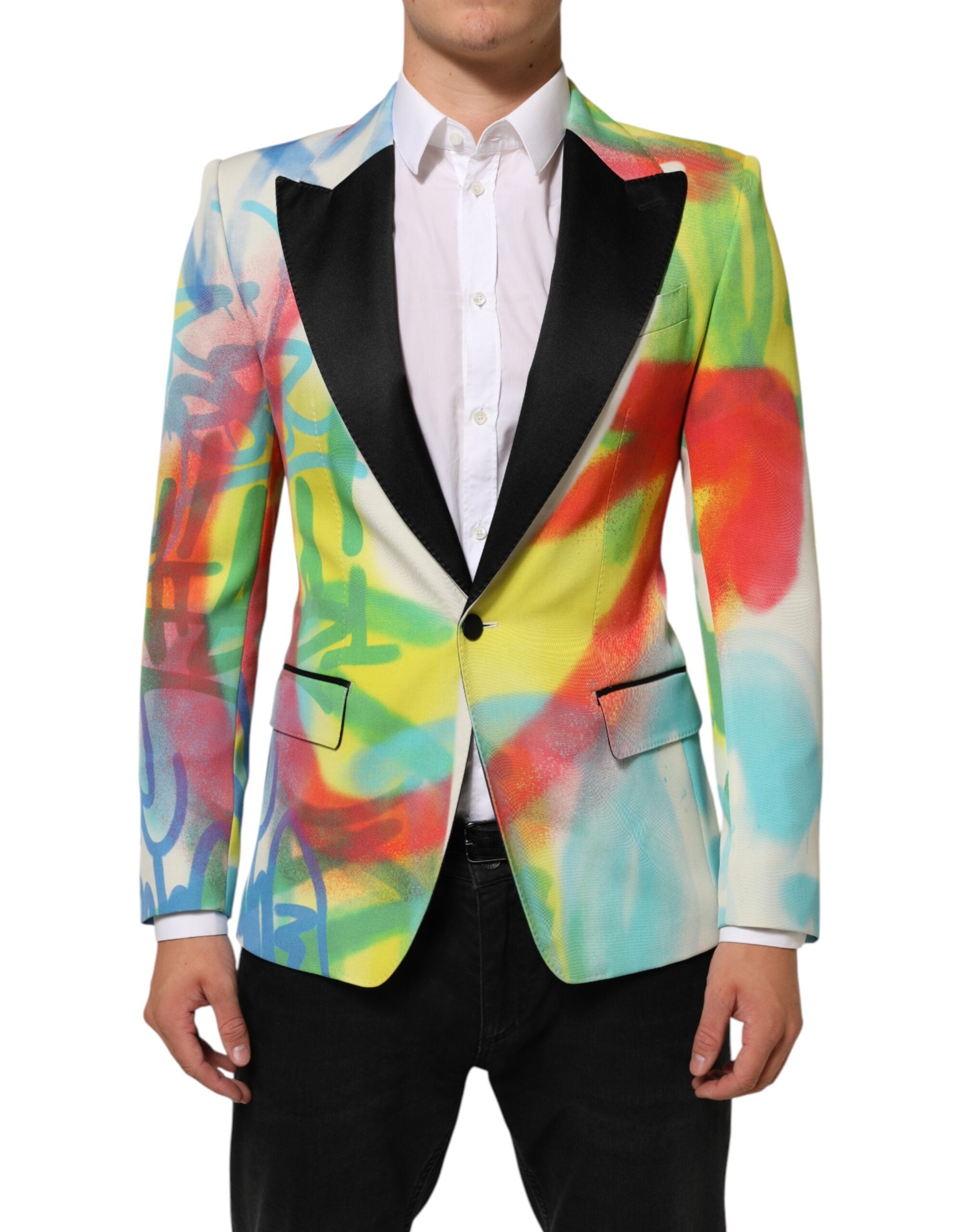 Multicolor Graffiti Print Blazer — Multicolor