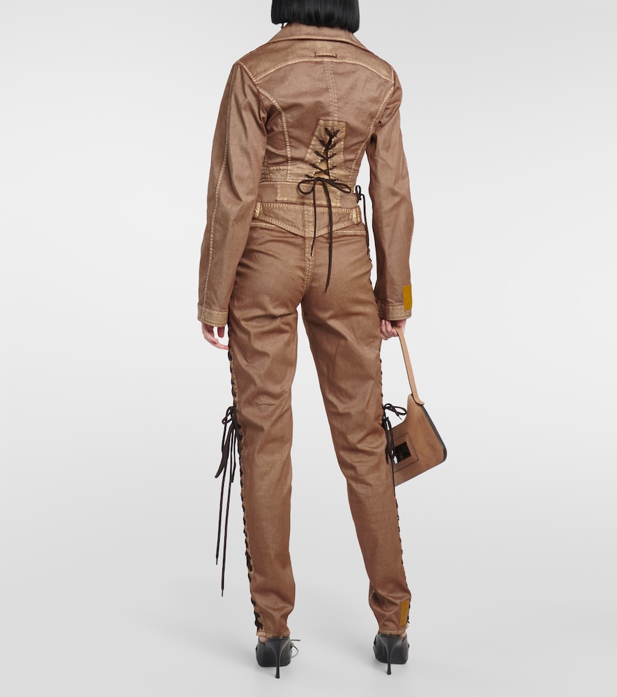X KNWLS cropped denim corset jacket