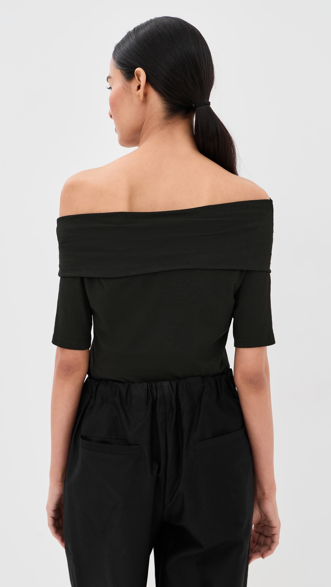 Short Sleeve Twisted Top Black