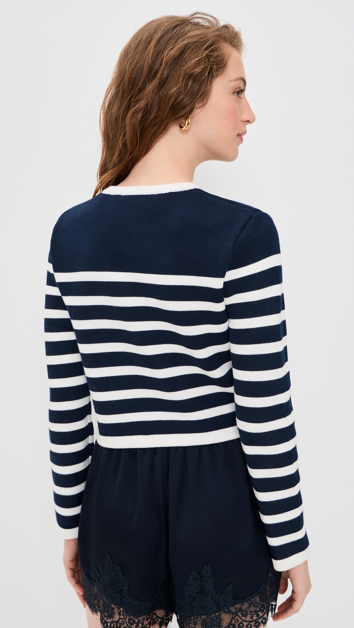 Stripe Cardigan Navy/Off White