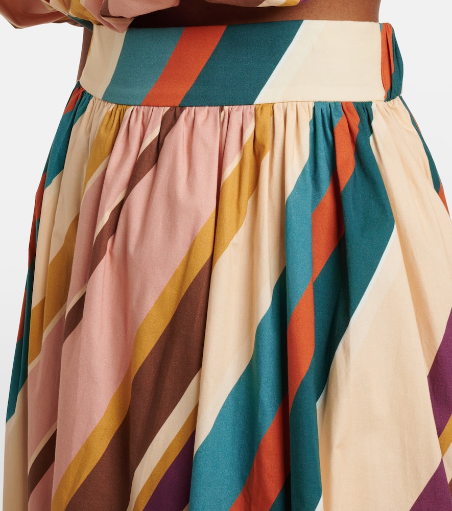 Striped cotton-blend maxi skirt