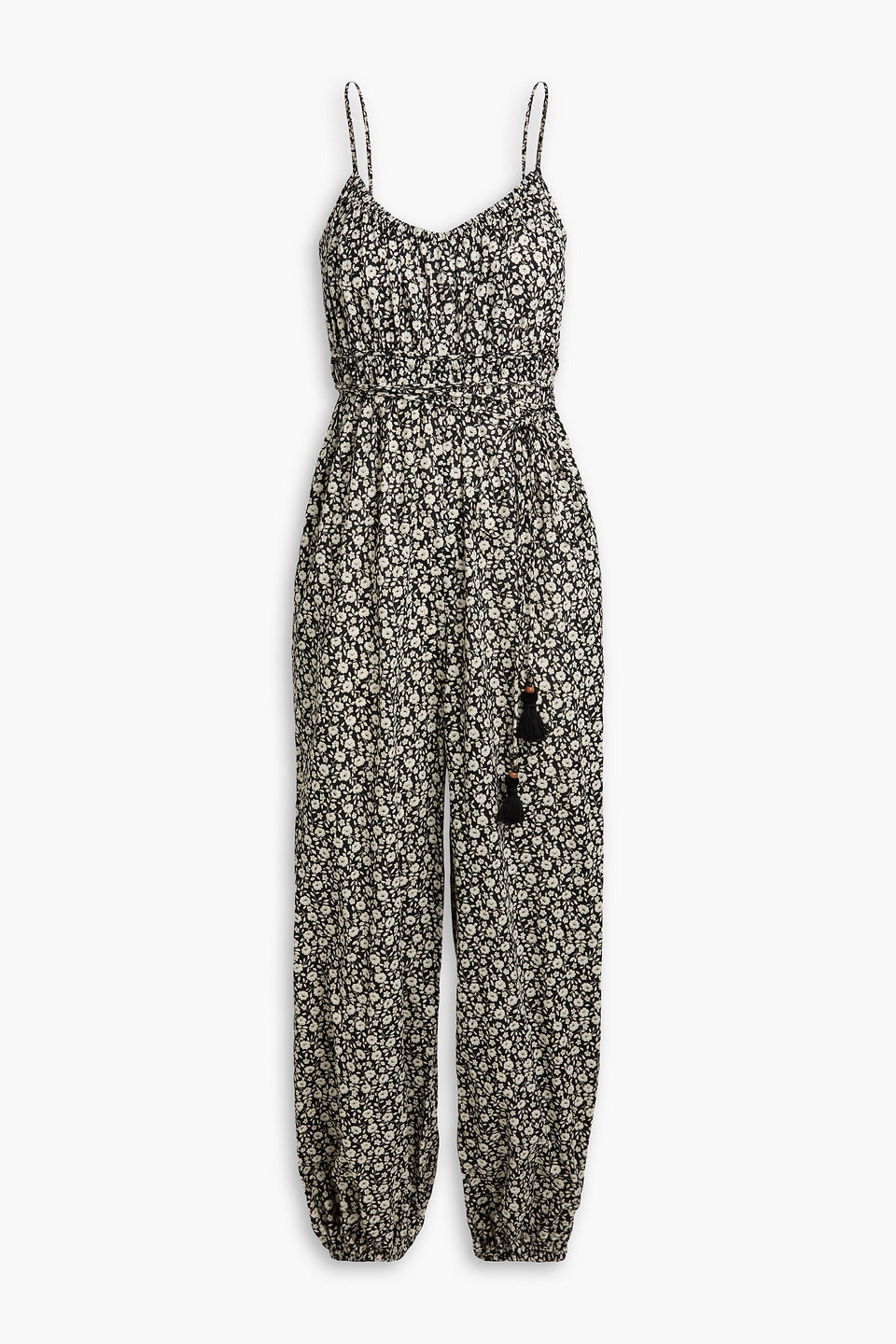 Floral-print cotton-mousseline jumpsuit - Black - M