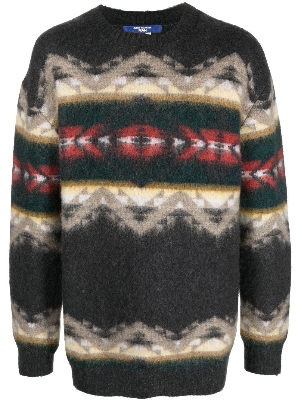Intarsia-knit oversize jumper - Grey