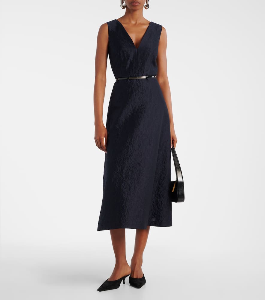 Lyon cotton and silk-blend cloqué midi dress