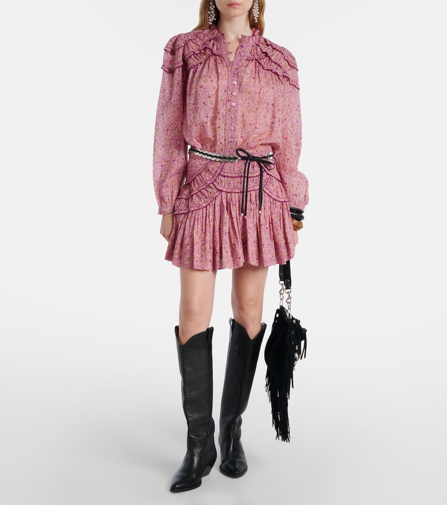 Ceola printed ruffled cotton skirt