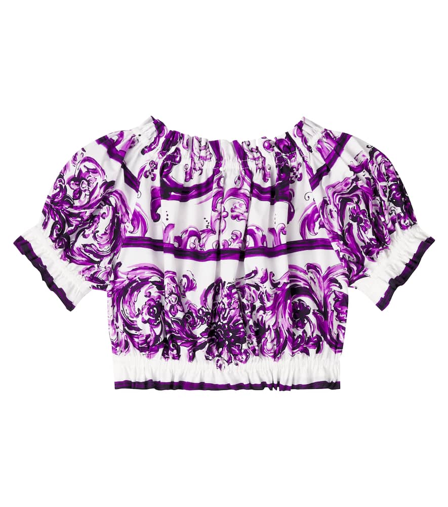 Majolica printed cotton poplin top