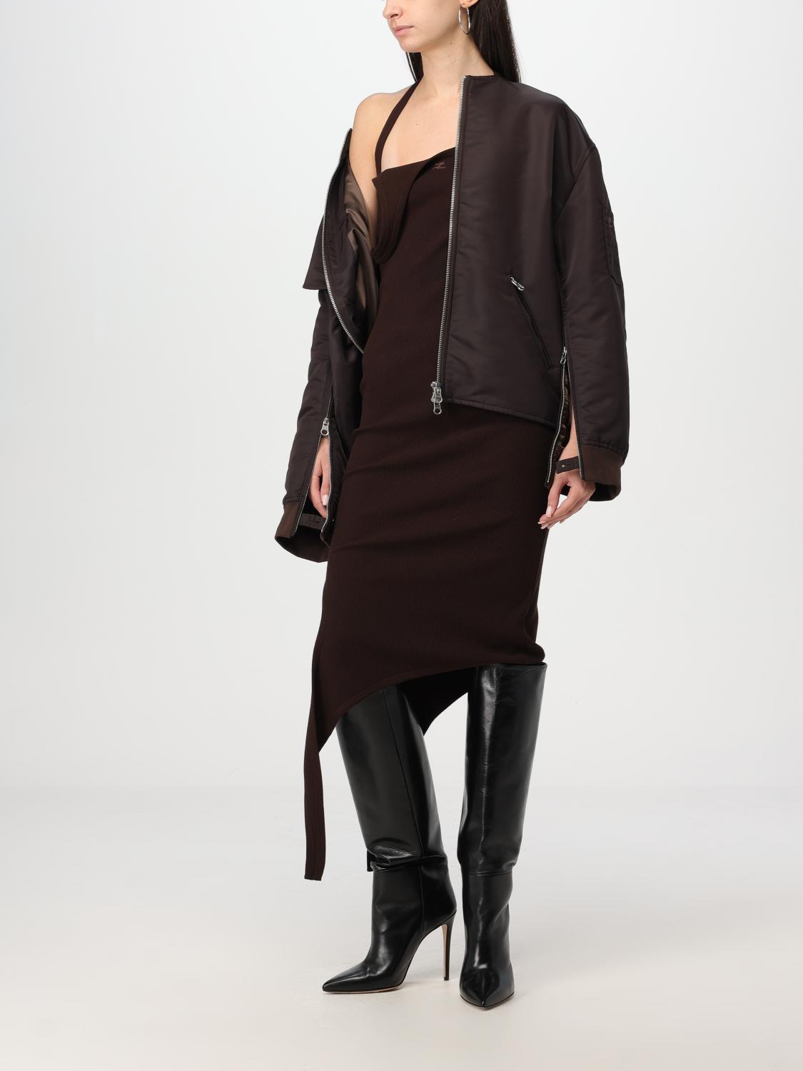 Bow-collar bomber jacket - Brown