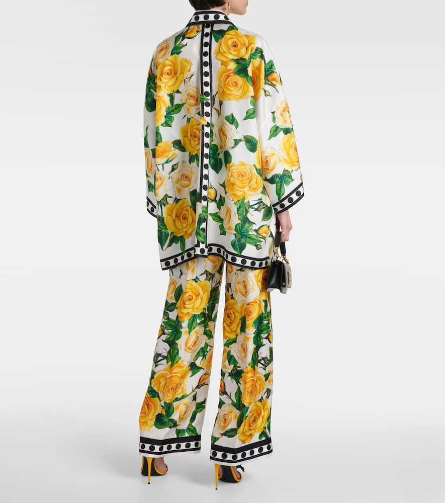Oversized floral silk shirt