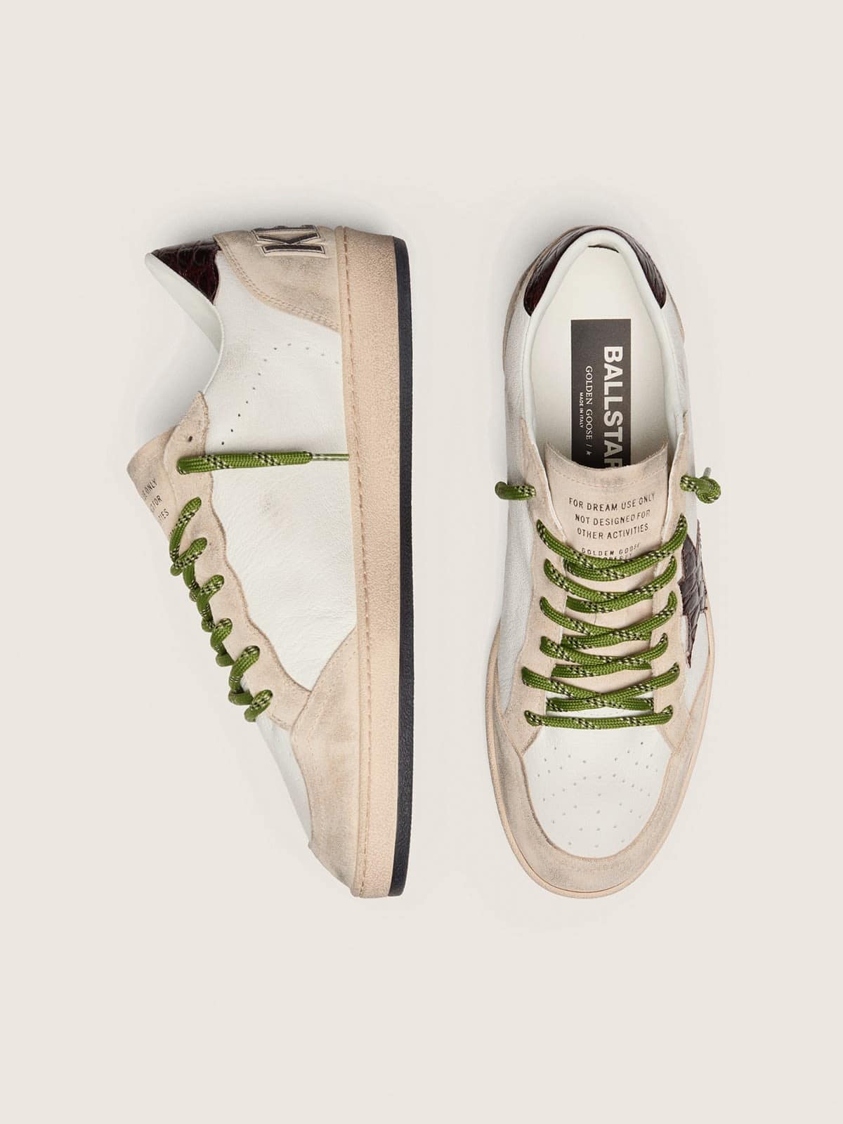 Golden Goose - Men's Ball Star In White Leather With Burgundy Croc-effect Star, Man