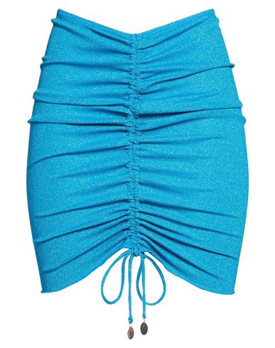 Woman Mini skirt Azure Size M Viscose, Polyester, Polyamide, Elastane