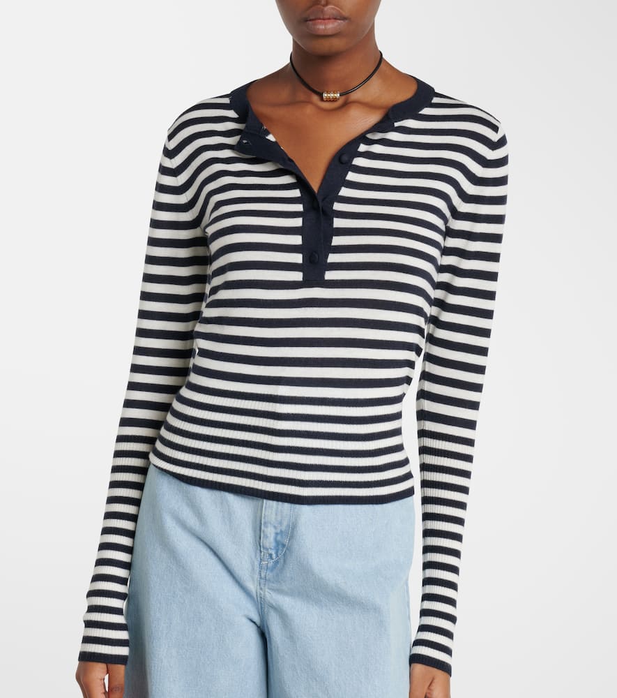 Striped cashmere Henley sweater