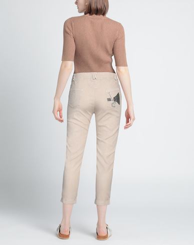 Woman Pants Beige Size 6 Linen, Cotton, Elastane