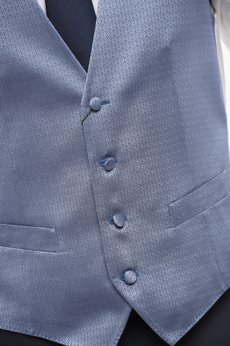 Blue Tailored V Neck Waistcoat