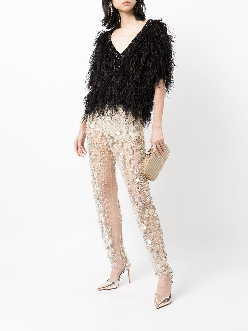 Sequined tapered trousers - Neutrals
