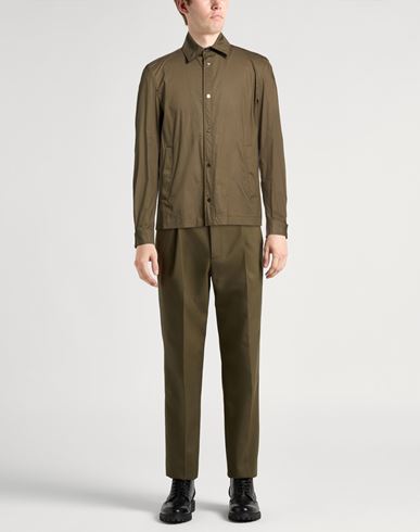 Man Shirt Military green Size 36 Cotton, Elastane
