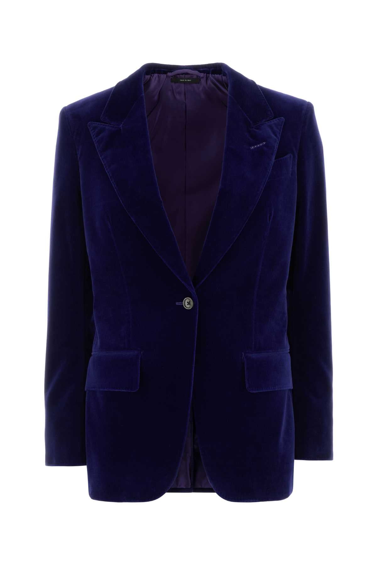 Cotton Velvet Blazer — Purple