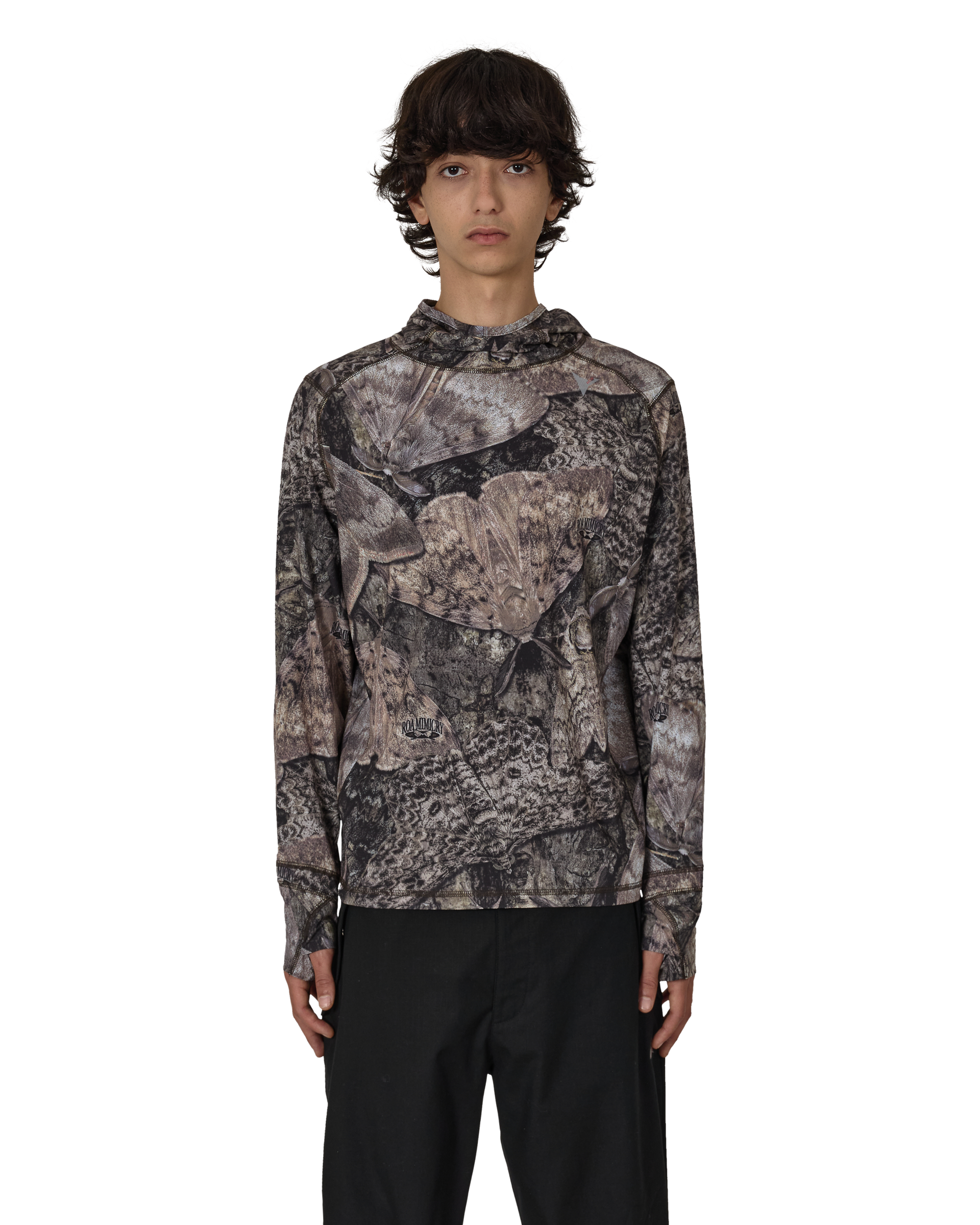 Men s Lio UPF 50+ Baselayer Moth Print Long Sleeve Hoodie Brown