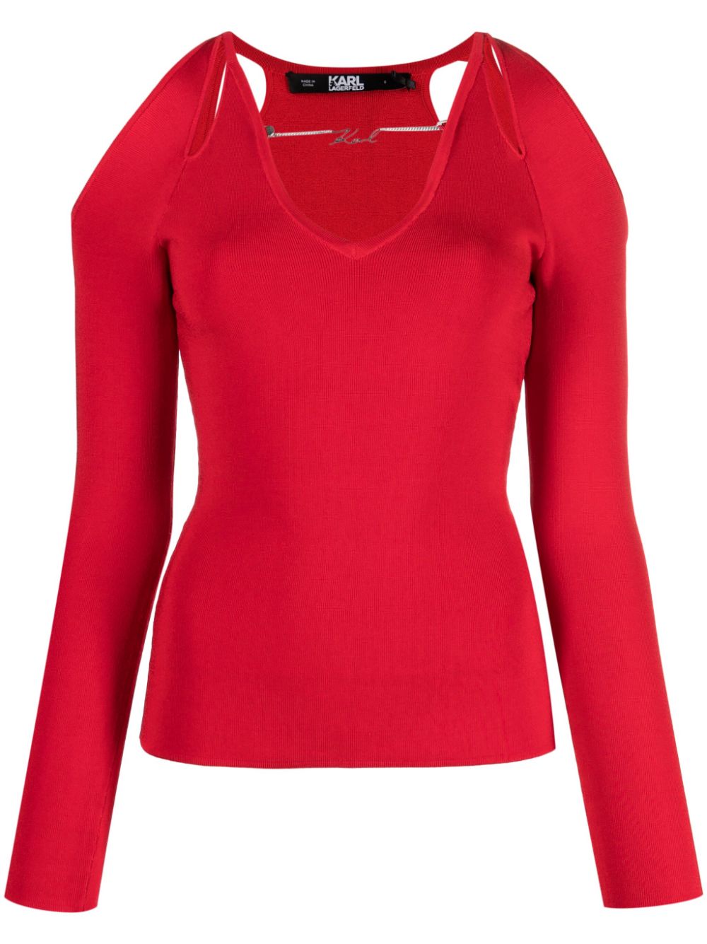 Cut-out logo-charm jumper - Red