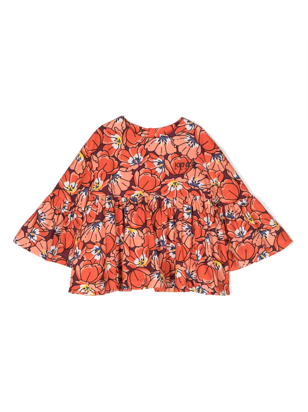 Floral-print ruched blouse - Orange