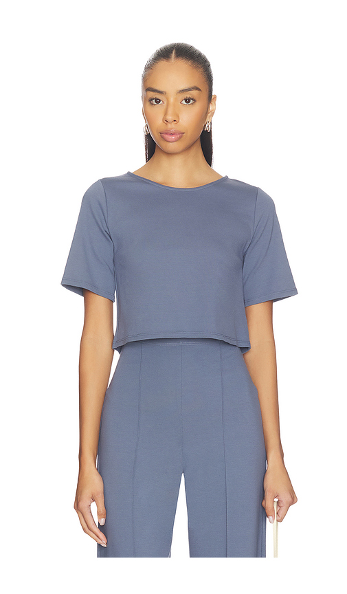 Ripley Rader Ponte Knit Short Sleeve Top in Black. - M also in S