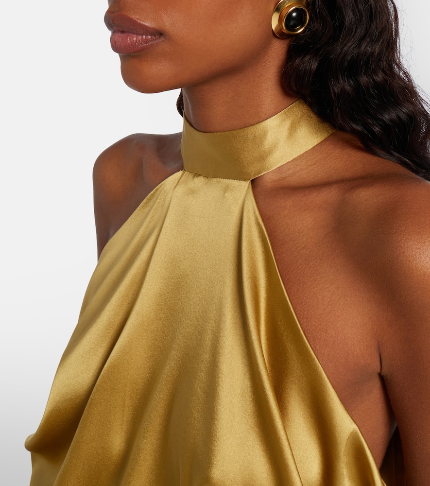 Open-back silk-blend satin top