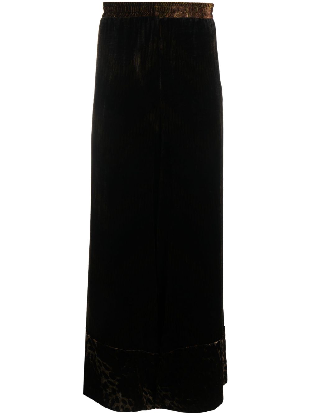 Velour wide-leg trousers - Black