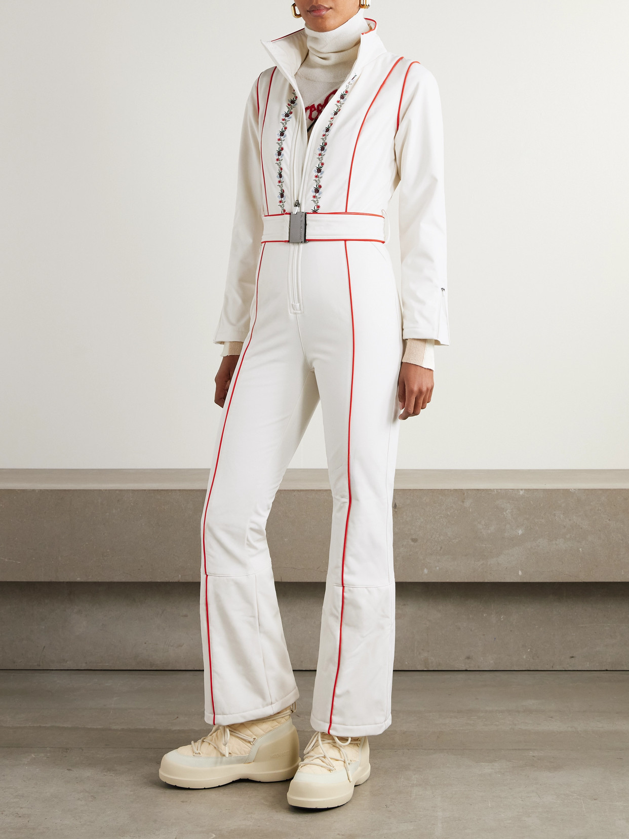 + Markarian Belted Embroidered Ski Suit - Cream
