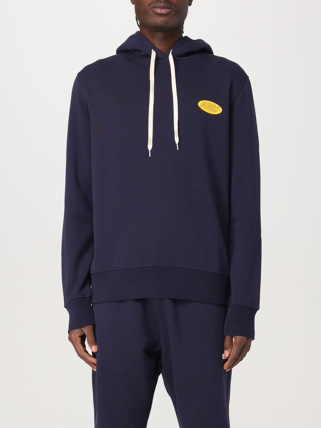 Logo-print cotton hoodie - Blue