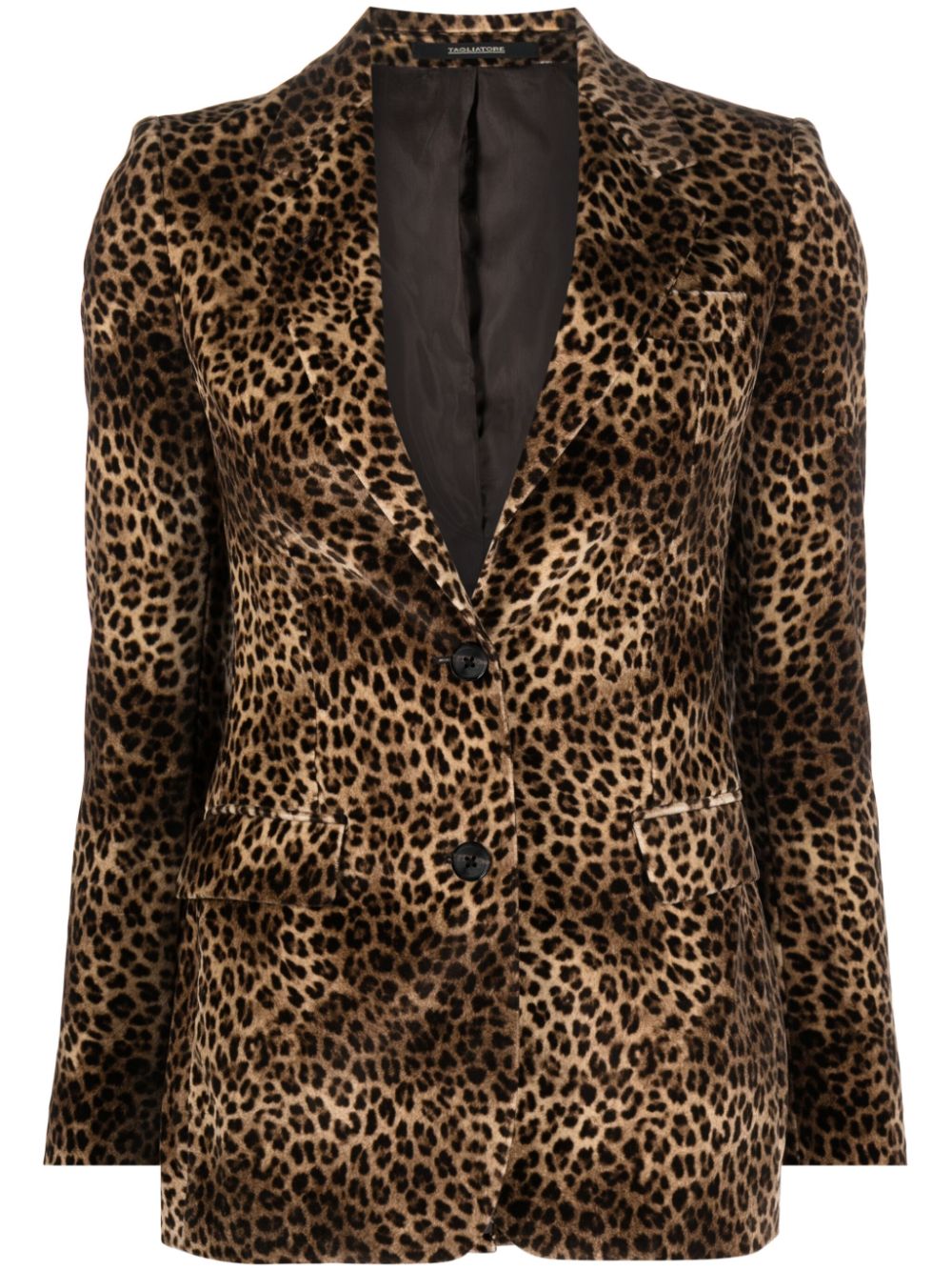 Single-breasted leopard-print blazer - Brown