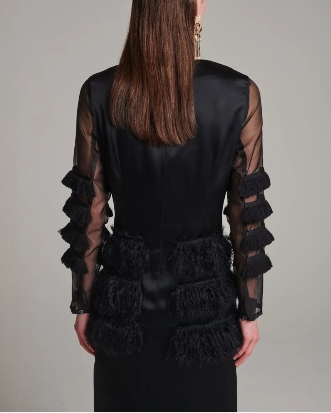 Combined Fringe Satin Dress