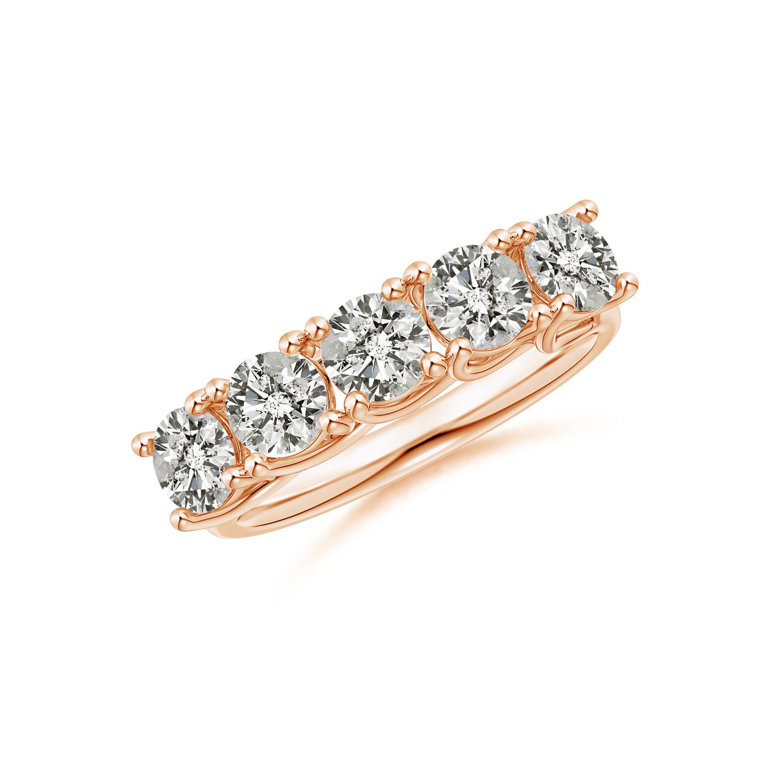 Angara 1.75 Carats Half Eternity Five Stone Diamond Wedding Band in 18K Rose Gold