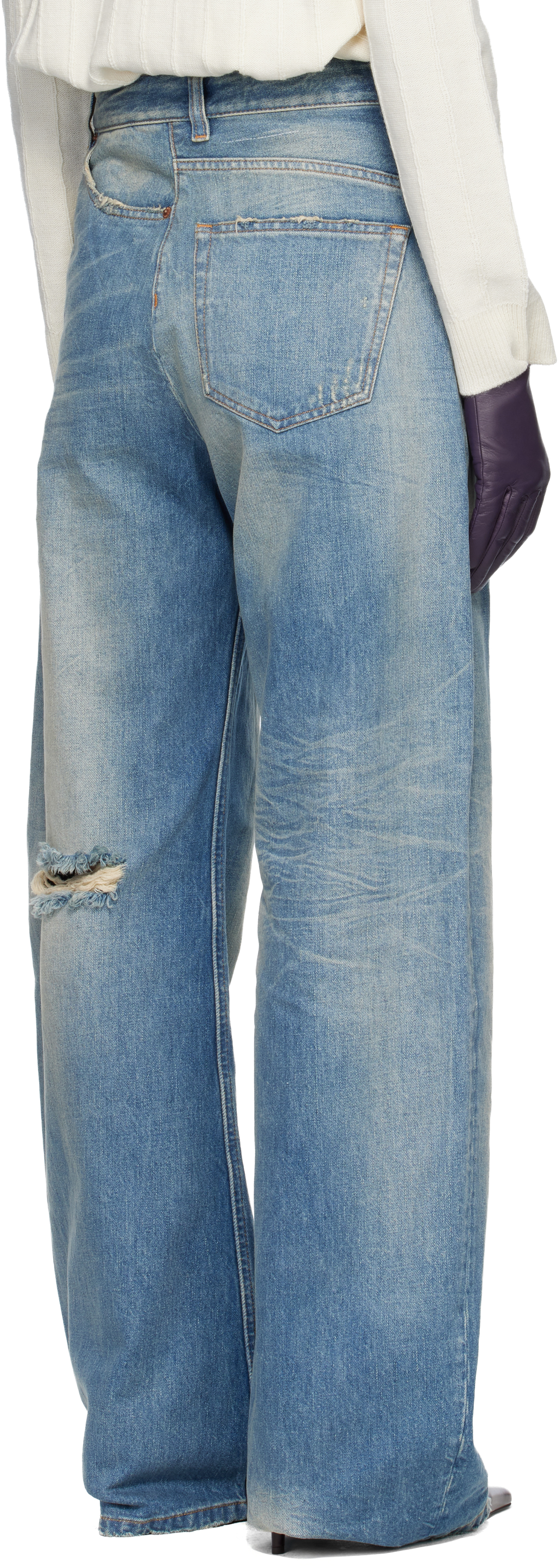 Blue Twist Wide Leg Jeans