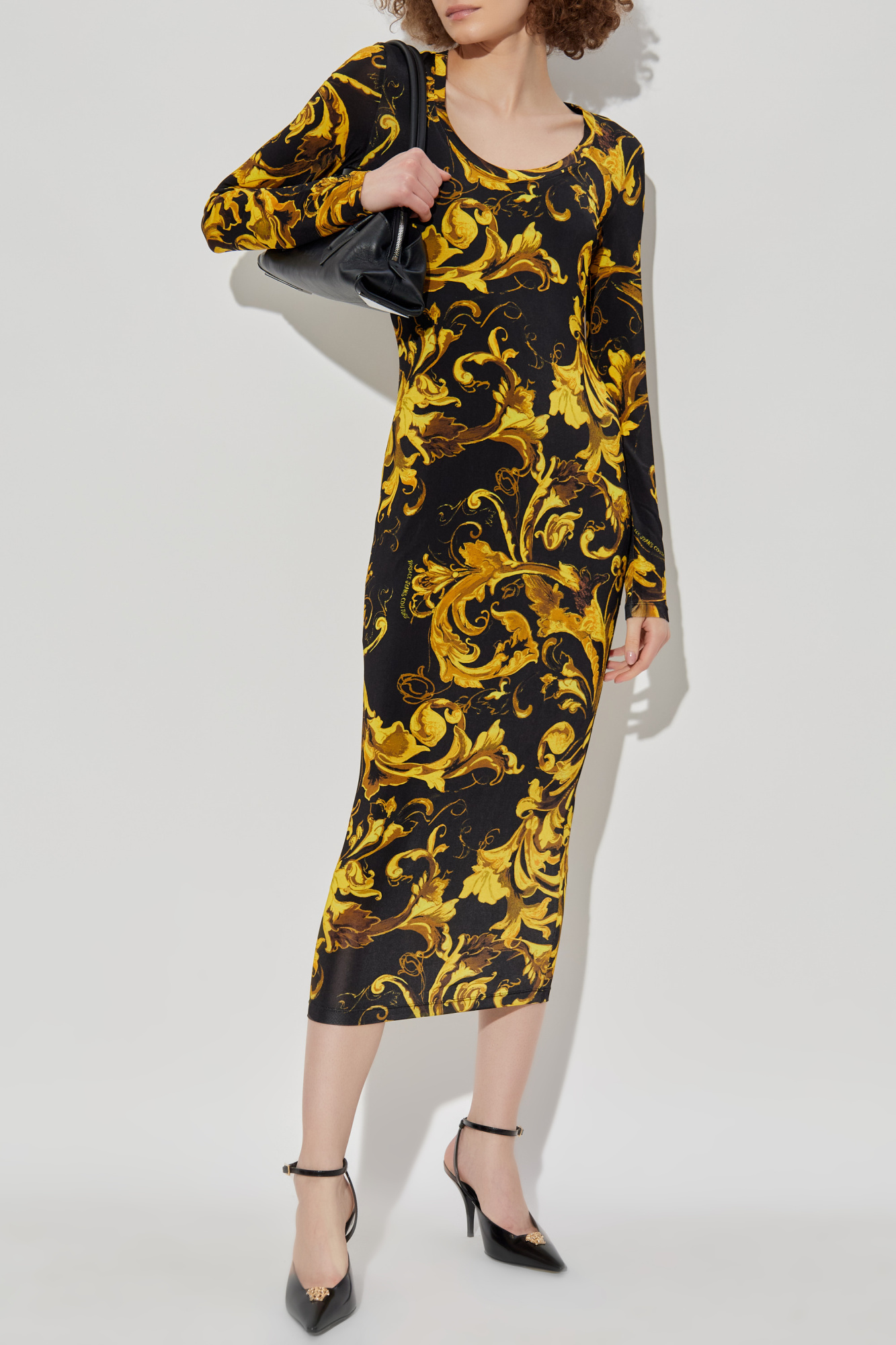 Dress With 'Barocco' Print, Women's, Yellow