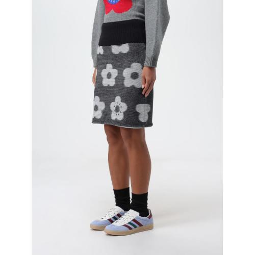 Jacquard flower-motif skirt - Black