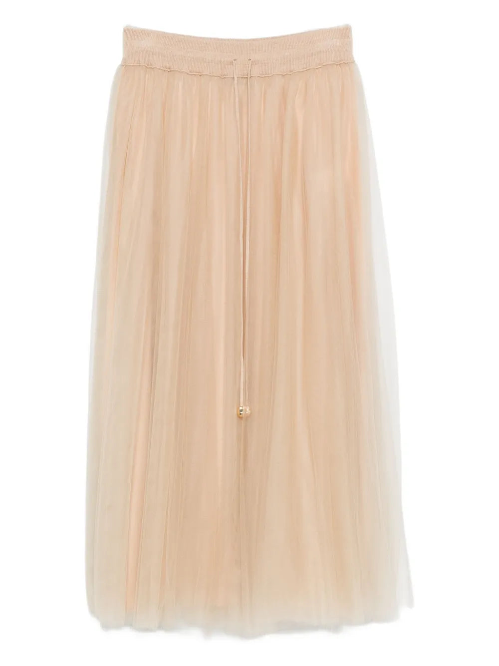 Pleated Tulle Skirt — Beige