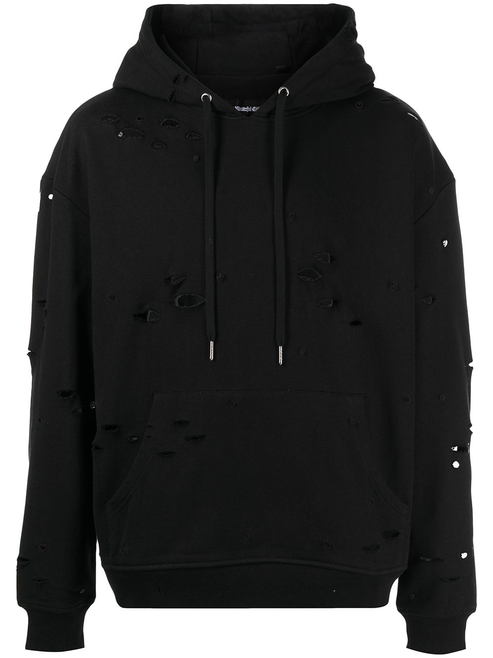 Galaxy ripped-detailed hoodie - Black