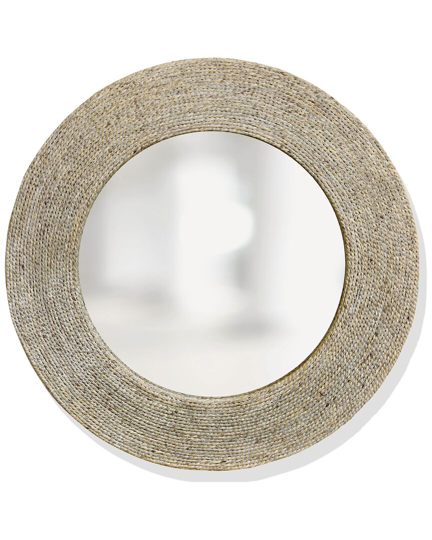 StyleCraft Harper Whitewashed Round Wall Mirror