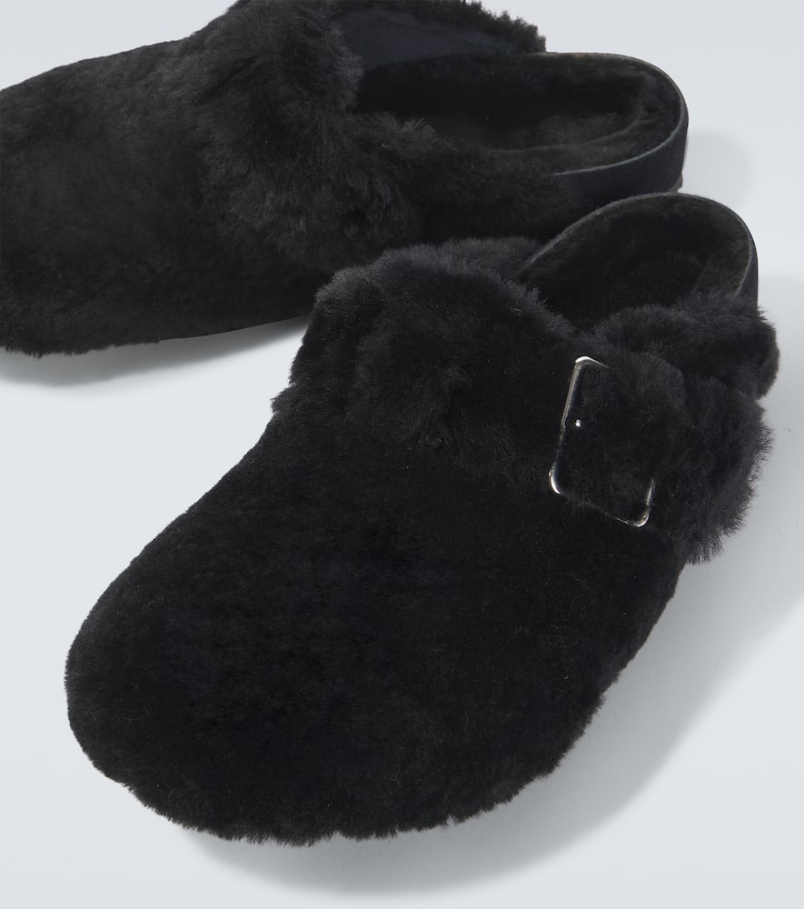 Boston 1774 shearling-lined suede mules