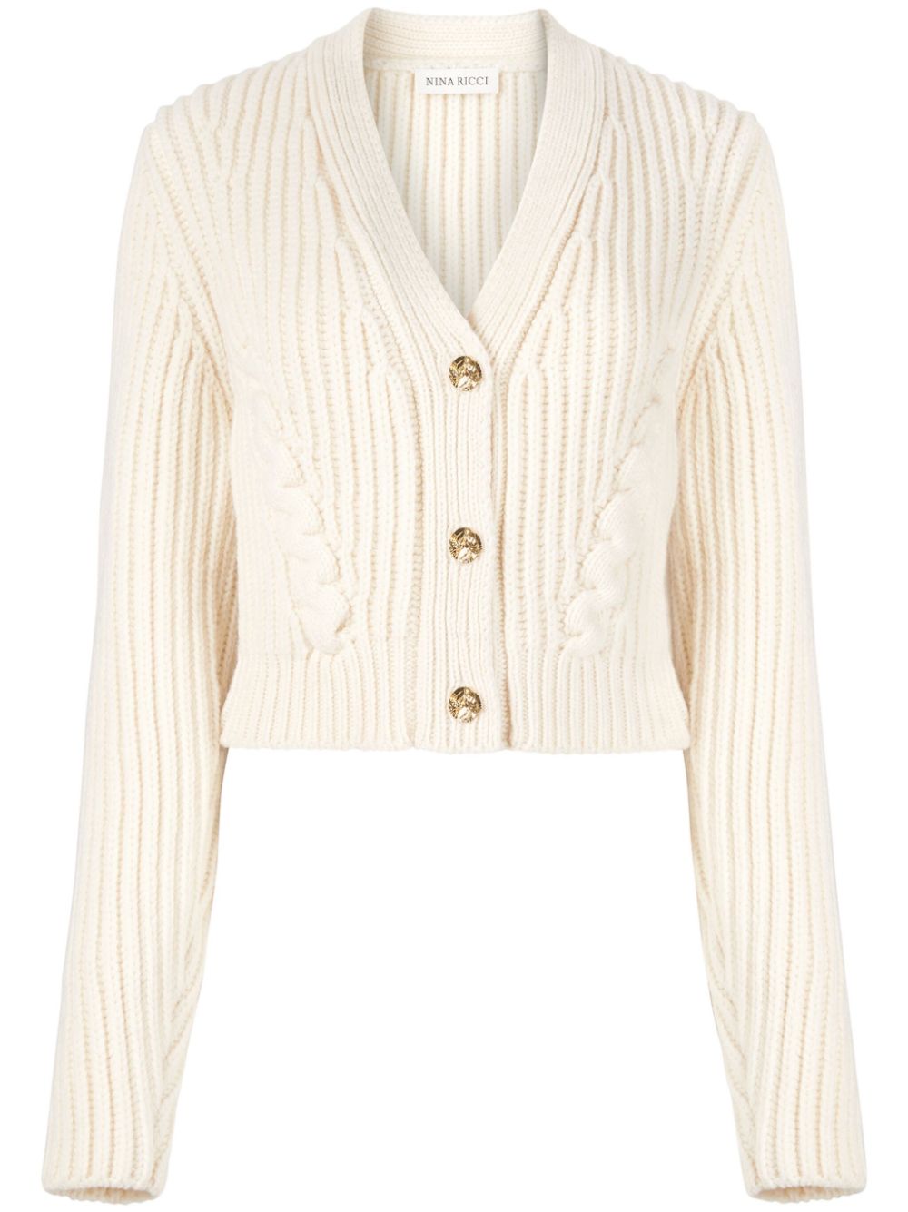 V-neck knit cardigan - White