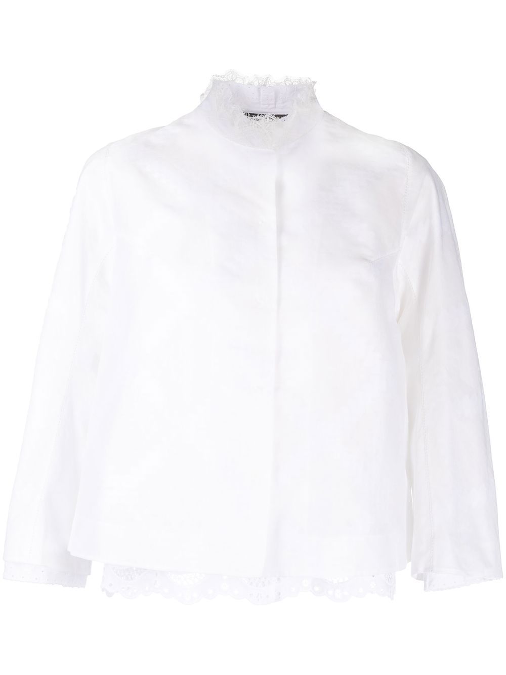 Lace collar jacket set - White