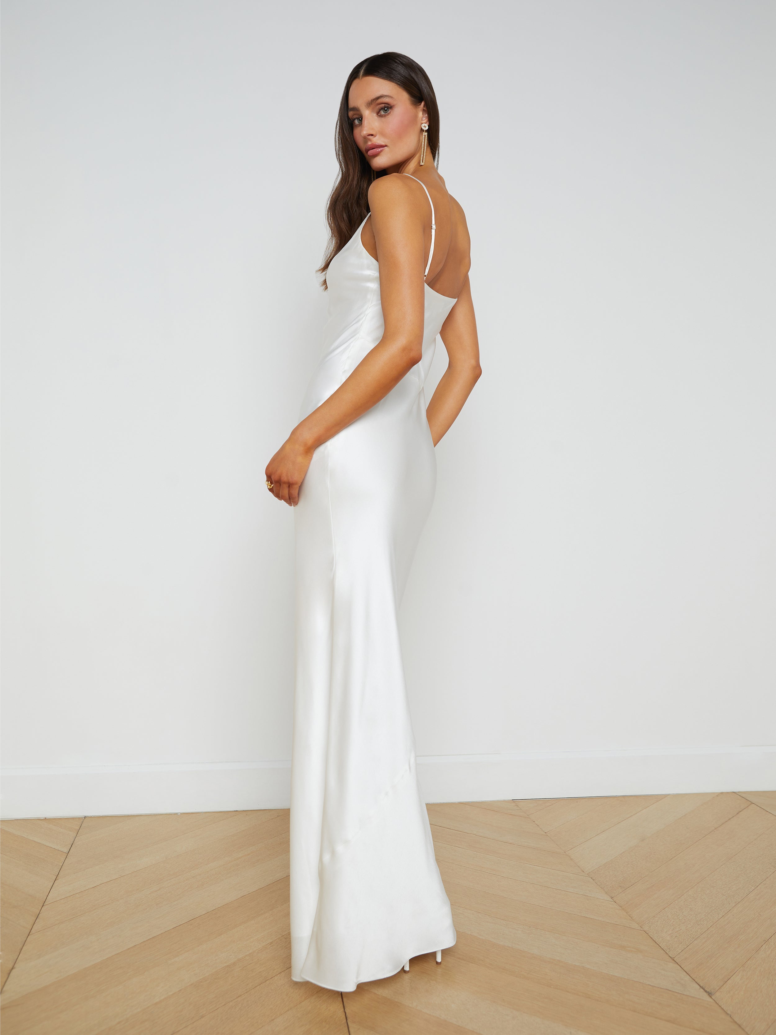 Serita Silk Slip Dress In White