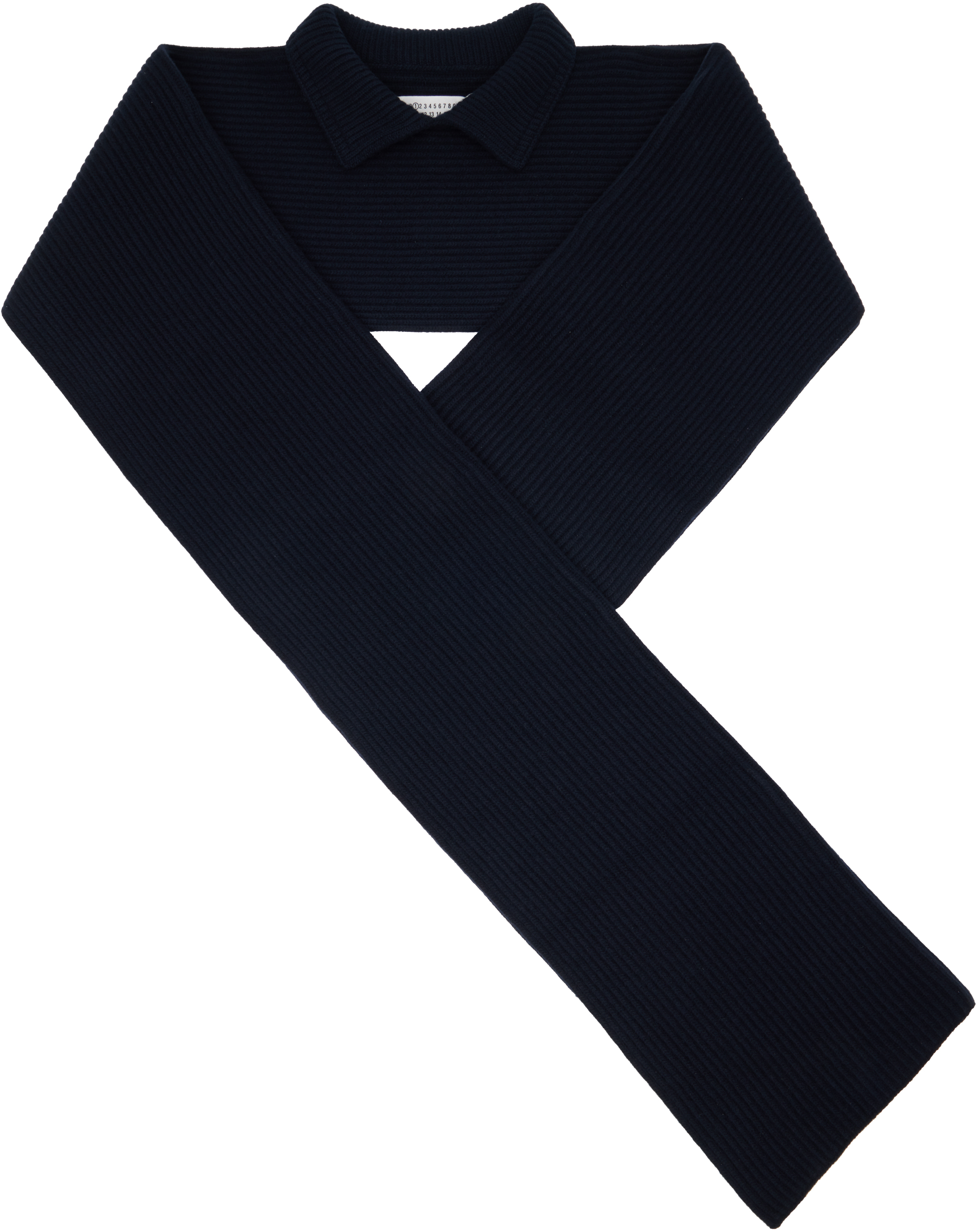 Navy Ribbed Wool Collar Scarf