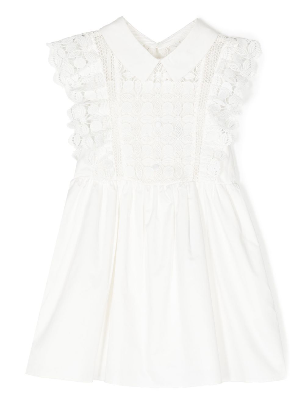 Lace-pattern sleeveless dress - White
