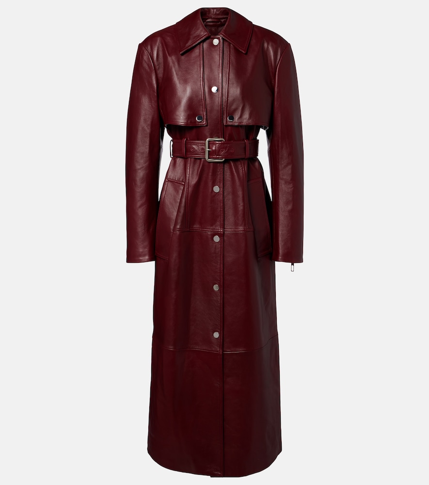 Paste leather trench coat