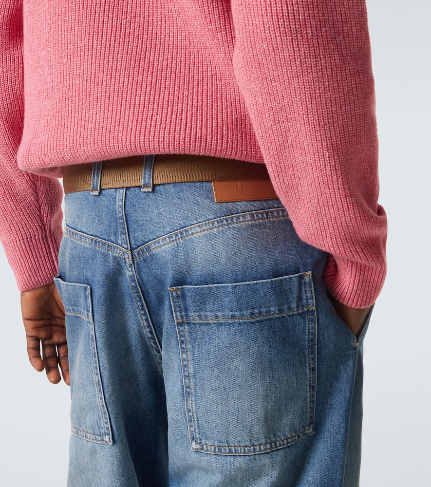 Belted straight jeans