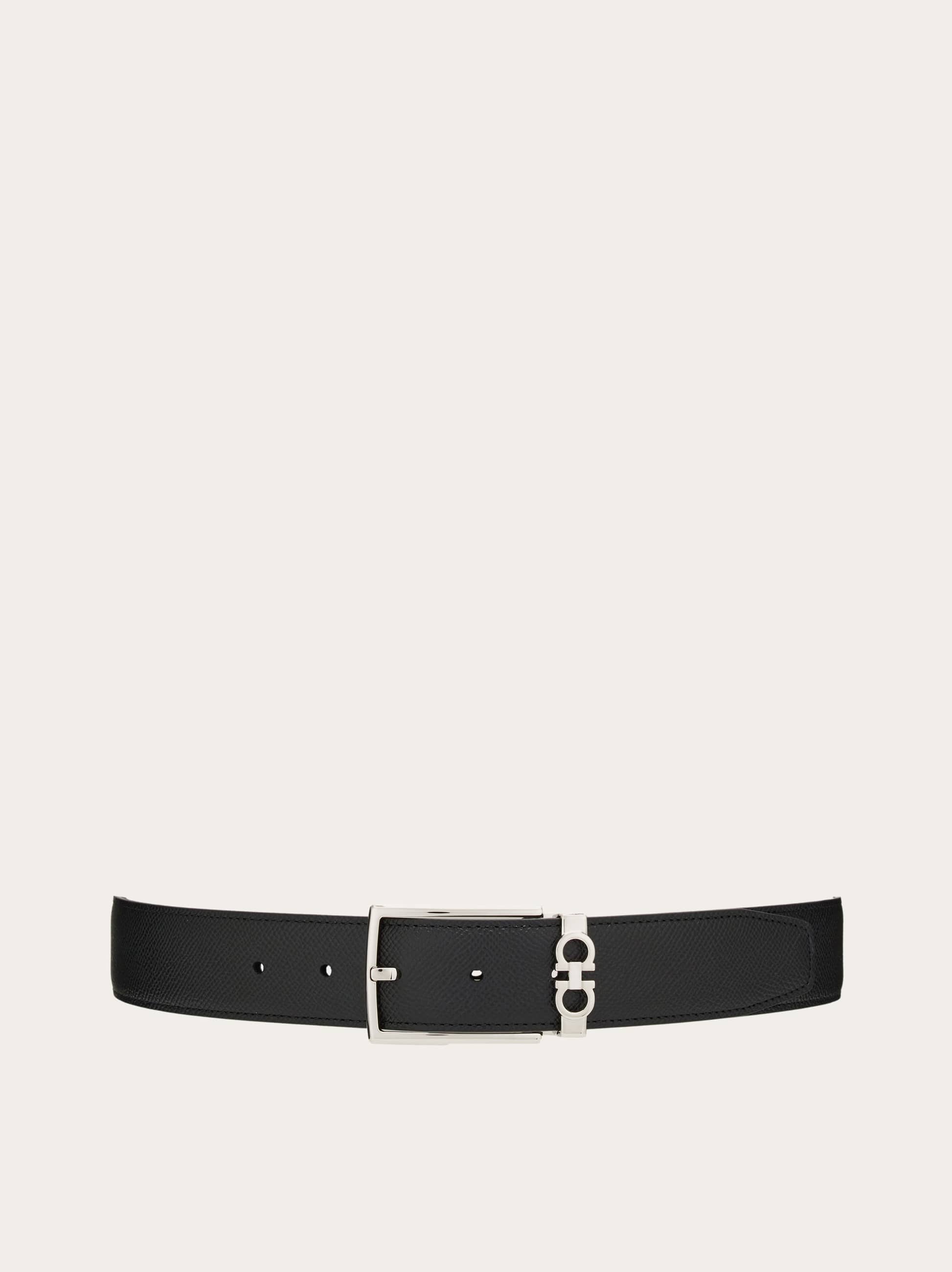 Men Reversible and adjustable Gancini belt Black