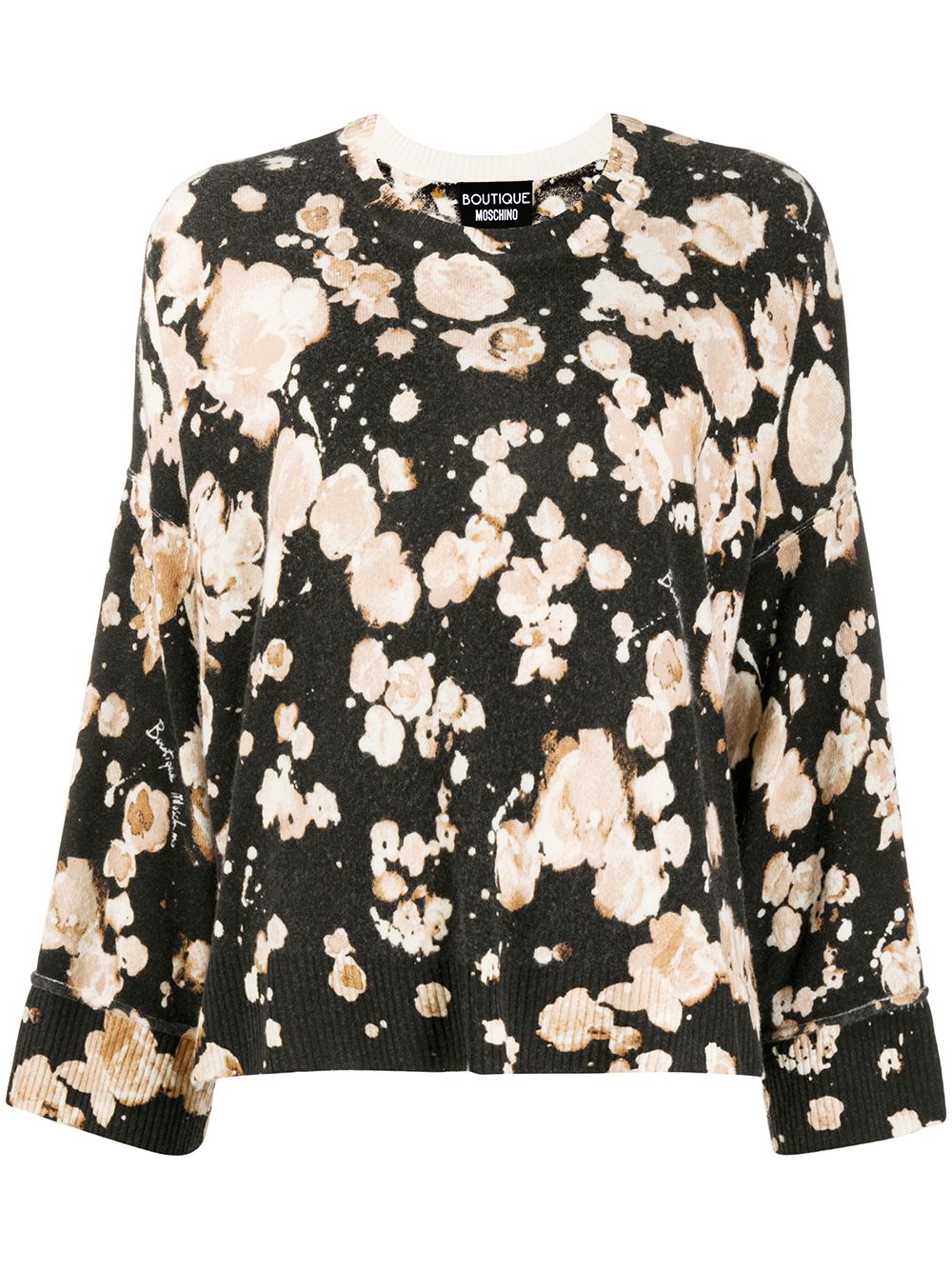 Floral long-sleeve jumper - Black